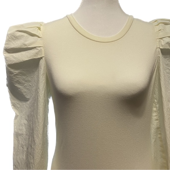 Skies are Blue Puff Sleeve Blouse Cream Crew Neck Size XS NWT - Picture 2 of 16